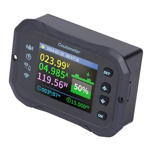 Fafeicy KM105F WiFi Battery Monitor Bluetooth mit Shunt 10-100V 0-50A 2,4 Zoll HD Farbbildschirm für Wohnmobile Solar Marine Batterien Remote Überwachung