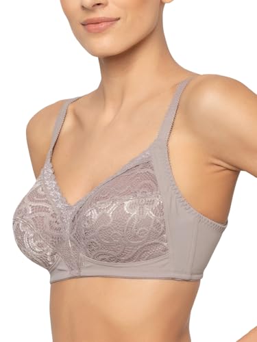 Image of Triumph Delicate Doreen Non Wired Non Padded Big Cup Bra Wireless Full Coverage Lace Everyday Women Bra Retro Support Wide Straps High Center Bridge Lingerie Pack of 1