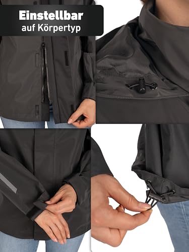 Valkental - Reflektierende & Wasserdichte 3in1 Jacke Damen [Fleece Zipp-In & Verstaubare Kapuze] Geeignet als Winterjacke, Regenjacke & Fahrradjacke - 10.000mm Wassersäule - Doppel Reißverschluss