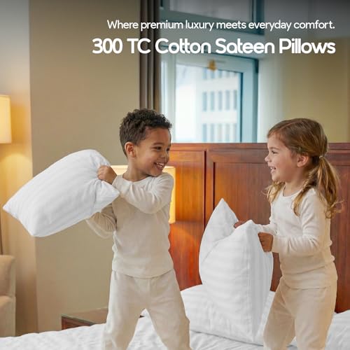 Image of LINENWALAS Cotton 300 TC Double Standard Size Pillow Cover | 2 cm Sateen Stripe Design | Cloud-Soft, Breathable & Skin-Safe | Oeko-TEX Certified Hotel-Style Bedding (20x30 inch, Set of 2, White)