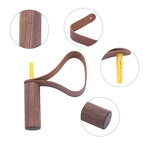 Fetcoi Wood Wall Hooks With Leather For Wall Mounted Single Hangers, 3Pcs Wall Mounted Boho Single Organizer Hangers Vintage Handmade Craft Hat Rack #TOP5