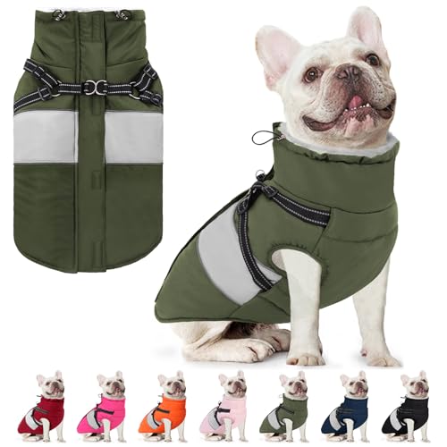 Image of AOFITEE Dog Coat, Warm Dog Jacket with Harness Built in, Waterproof Coats for Small Dogs, Dogs Winter Coat Puffer Jacket with Zipper & Fleece Collar, Pet Snowsuit Sweater for Chihuahua Yorkshire, XS