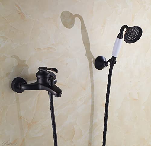 Robinet de douche mural en laiton de style européen avec finition Orb noir