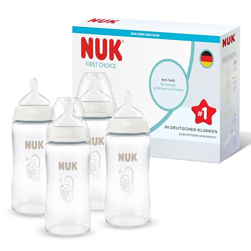 Produktbild NUK First Choice Babyflaschen 240 ml | Anti-Kolik | Glas mit Temperature Control | 4 Stück