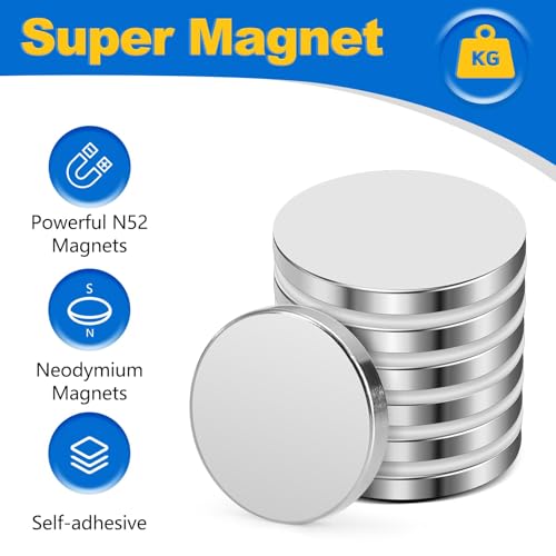 Image of LOVIMAG Small Neodymium Disc Magnets, Rare Earth Magnet with Double-Sided Adhesive for Fridge, DIY, Building, Scientific, Craft, and Office Magnets - 0.63 inch x 0.14 inch, Pack of 40