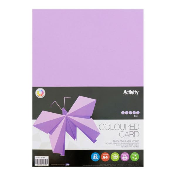 (Pack of 50) A4 160gsm Coloured Craft Card Suitable for Most Printers Perfect for Arts & Crafts - Taro Lilac — image 1