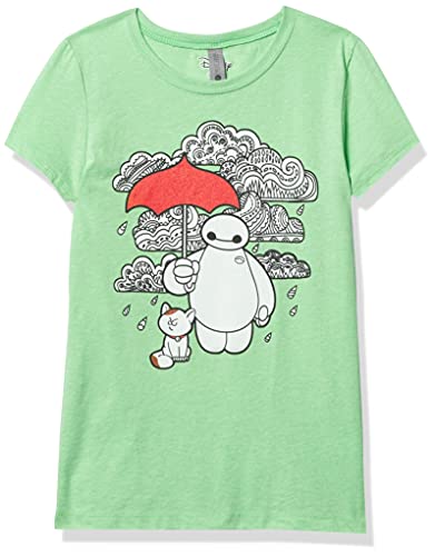 Disney Big Hero Six Patterned Baymax Girl's Heather Crew Tee