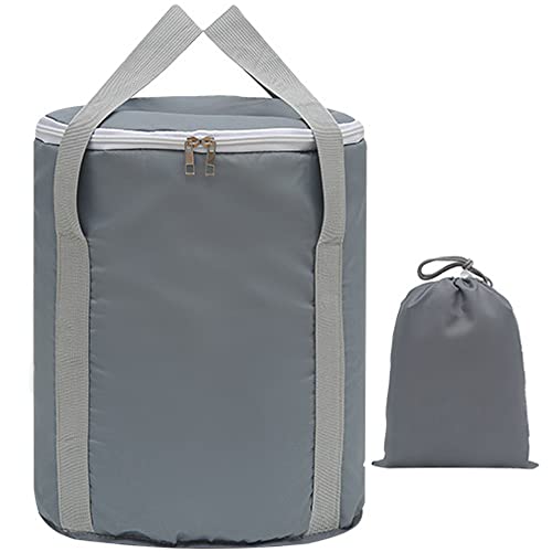 JEWYOCO 足湯 バケツ 蓋付き 25L 折りたたみ 深め 深型 保温 大きめ ふくらはぎ フットバス 足湯バケツ 折り畳み 持ち運び コンパクト 収納 防水 軽量 足湯用バケツ 自宅 大容量 お部屋に馴染むデザイン キャンプ おしゃれ (グレー)