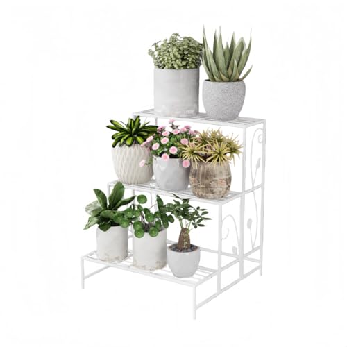 KUBERAS �ԉ� �A�C�A���� �K�i�� �A�ؔ��X�^���h 2�i 3�i �K�[�f�j���O�p�i �����E���O���p �o���R�j�[ ���r���O (3 �i�F����60cm,�z���C�g)