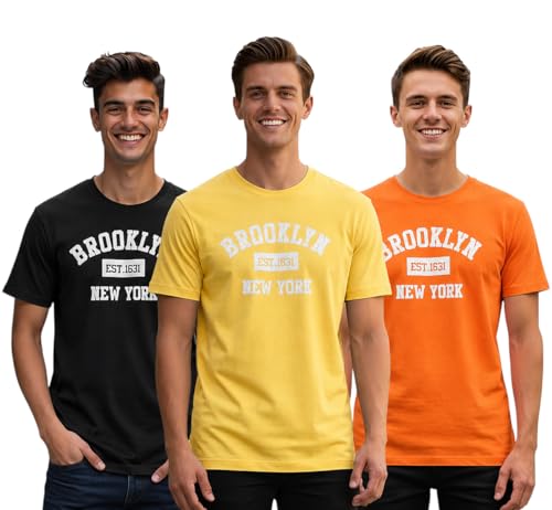 Image of ENDEAVOUR WEAR Men's Printed T-Shirt Combo Pack of 3 | Regular Fit Cotton Tshirts for Man