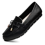 Vespiero Loafers for Women Slip On Flats Comfortable Business Dressy Casual Non Slip Work Walking Office Loafers Shoes Pu Black Size 8