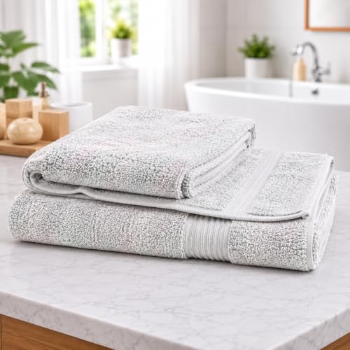 Image of Luxury Bath Towel for Men & Women | Ultra Soft & Super Absorbent 600 GSM Premium Cotton Feel Towel | Large Size 70 x 140 cms | Quick Dry Daily Use Bathroom Towel | 1 Piece - Light Grey