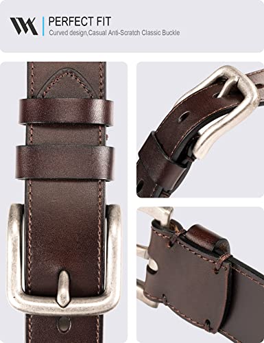 Image of WOLFANT Full Grain Leather Belt for Men,1.5 inch Italian Real Solid Leather | All-Day Comfy Durable Leather Belt for Casual, Work and Daily Wear