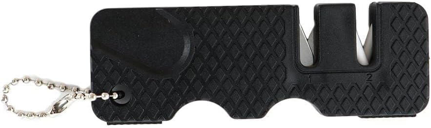 1 afilador de cuchillos de bolsillo negro, herramienta de afilado de llavero de mano para acampar al aire libre, accesorios de cuchillos de cocina,