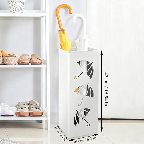 ARCPNRT Porte Parapluie, 42 x 16 x 16 cm, 1 Stück Support Carré Indépendant, Porte Parapluie Carré en Métal, pour Parapluie, Bâtons de Randonnée, Papier D'emballage, Bâtons de Trekking(Blanc) – vue 2