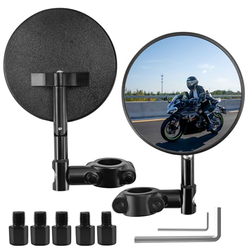Espejo retrovisor para moto, universal, 2 unidades, giratorio 360°, compatible con scooter, ciclomotor (redondo)