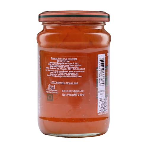 Image of Mackays Scottish Apricot Preserve 340g | Made with Whole Fruit | Traditional Copper Pan Cooked | Vegan | Imported from Scotland