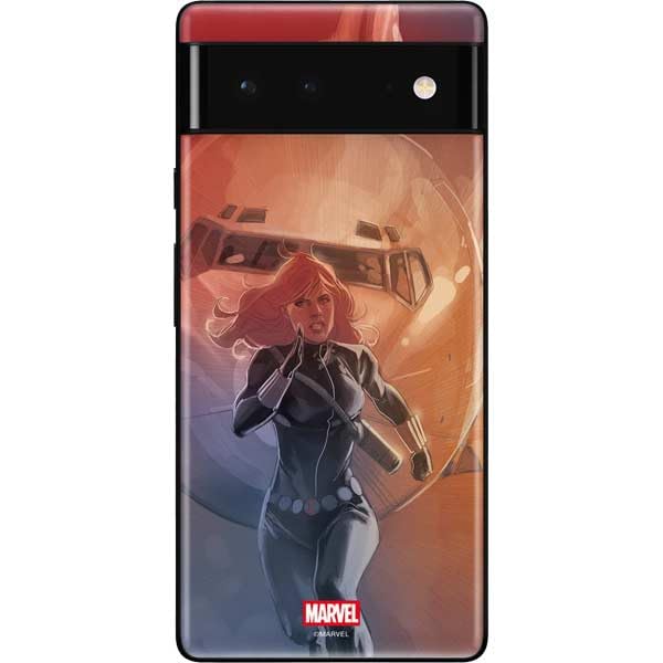Skinit Decal Phone Skin Compatible with Google Pixel 6 - Officially Licensed Marvel Black Widow Running Design