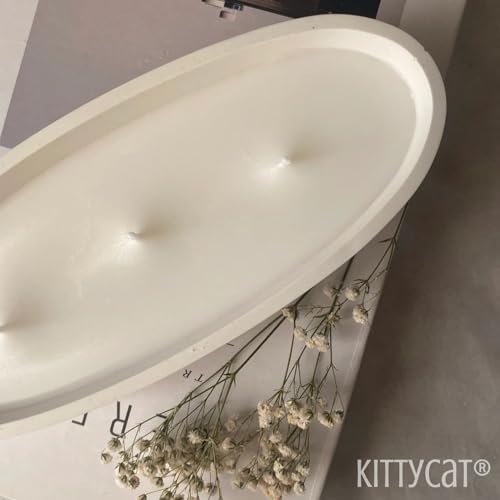 Image of Kitty Cat Aesthetic Soy Wax Scented Candles | Reusable Concrete Sea Shell Jars | Vanilla Aroma | 12+ Hours Burn Time | Perfect Home Decor for Bedroom, Office & Hostel (Oval 3-Wick Candle)