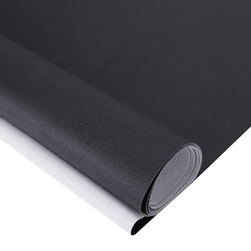 Rovang Faux Leather Marine Vinyl PVC Leather for DIY Upholstery Sofa Car Boat Seat Repair Waterproof & Easy to Clean Black (1 FT 55x12 Inch)