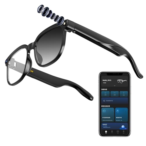 Image of AI Smart Glasses with Camera and Bluetooth, 1080P HD Recording Glasses, Smart Translation Glasses, Real-time Translation, Suitable for Travel, Sports, and vlogging.