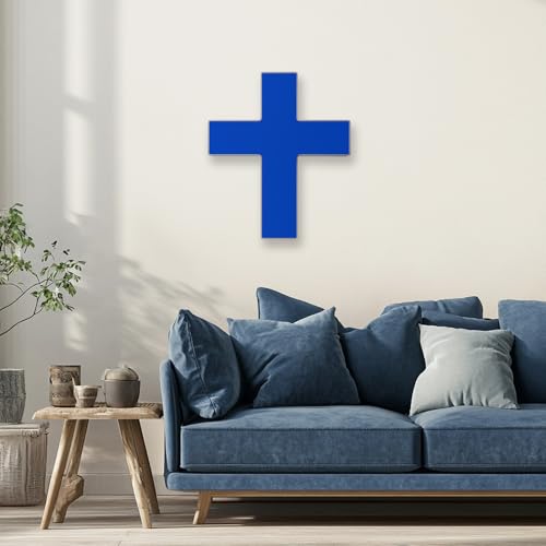 Image of Anrookie 3D LED Neon Cross Sign, USB-Powered Custom Neon Light with 5-Level Dimmer, 5 Color Options, Decorative Wall Art for Home, Bedroom, Church, Party, and Gifts (9x8 in) (Midnight Blue)
