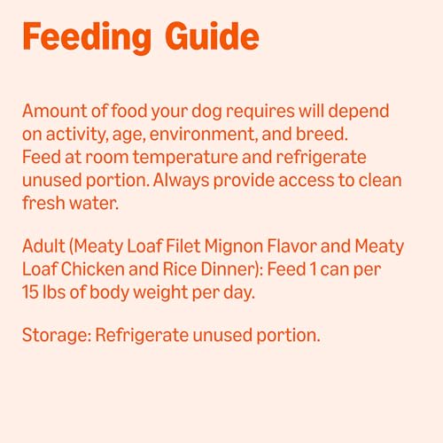 Image of Amazon Basics Wet Dog Food Meaty Loaf Variety Pack, Filet Mignon Flavor and Chicken & Rice Dinner, Made with Real Chicken and Beef, 13.2 oz can, (6 cans of Each Flavor, 12 cans in Total)