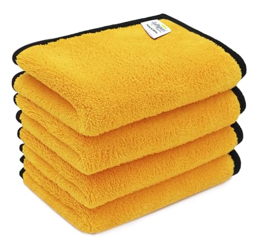 Image of SOFTSPUN Microfiber Baby Hand & Face Wipes 280 GSM 20x30 Cms 4 Piece Towel Set Orange! Super Soft & Comfortable for Newborn Baby and Kids Quick Drying Ultra Absorbent in Small Size.