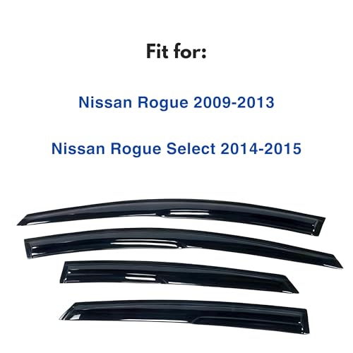 Image of IG Window Visor for Nissan Rogue 2009-2013 & Rogue Select 2014-2015, Rain Guard Tape-On Side Vent Window Deflector Mugen Style, 2009 2010 2011 2012 2013 2014 2015 (SL Model 14-15 Only)