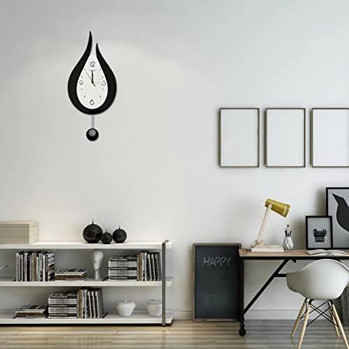 GFFTYX 20.4 Inch Acrylic Wall Clock Silent & Non-Ticking Swing Wall Clock ,Easy Readable Big Numbers,Ideal for Any Room in Home Dining Room Kitchen Office School (black+white)