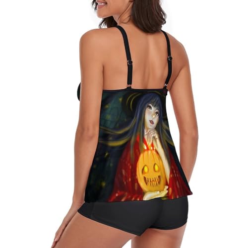 Ensemble bikini tankini de qualité supérieure style sorcière rouge - 3