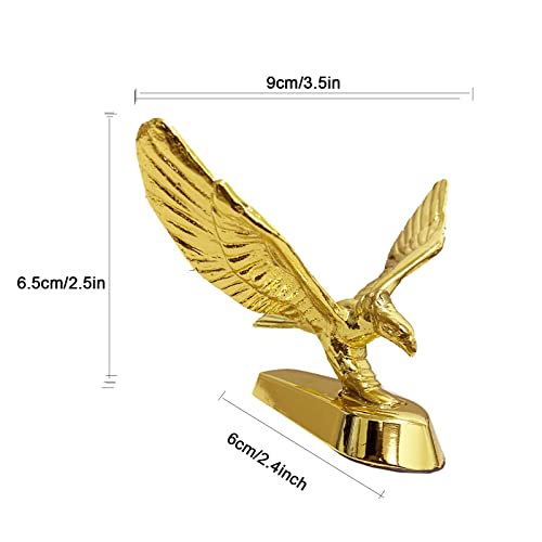 Image of 3D Emblem Eagle Hood Ornament Car Front Bonnet Metal Chrome Decal Sticker Badge for Truck Vehicle Auto (Gold)