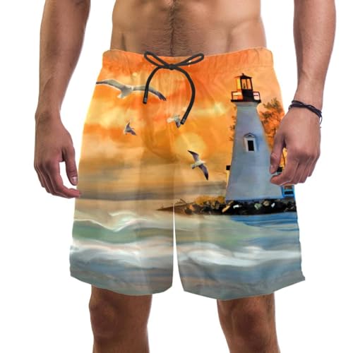 Short de bain homme séchage rapide Phare des Mouettes maillot de plage