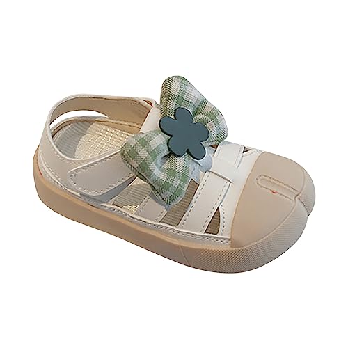 girls sandal size 11 Closed Toe Hollow Sandals Bow Princess Shoes Sheepsfoot Shape Beach Sandals (Green, 6.5 Infant)