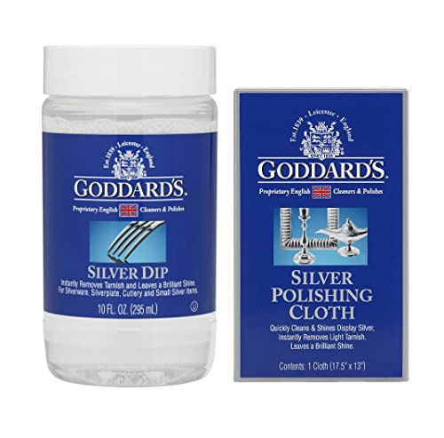 Goddard's Silver Care Liquid Dip - 10 Oz, Goddards Silver Polish Cloth, Set of 2