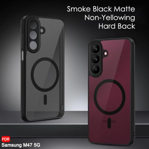 Image of TheGiftKart Hybrid Shockproof Back Cover Case for Samsung Galaxy M47 5G Compatible with MagSafe | Hard Back Cover Case for Samsung Galaxy M47 5G (PC & TPU, Translucent Smoke Matte Back, Black Sides)