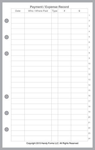 Compact Size Payment/Expense Record and Check Register, Sized and Punched for Franklin Covey Compact and Other Notebooks (4.25" x 6.75")