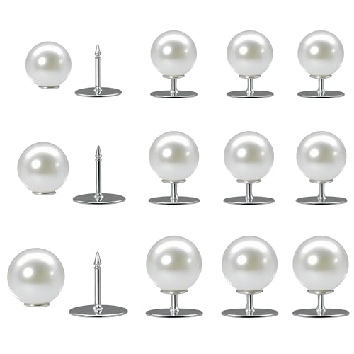 GrueGard Botones sin coser – Botones de perla para coser, broche desmontable clip reductor de escote, alfileres decorativos para camisa, cárdigan & blusa mujer (White, Mixed Size*12)