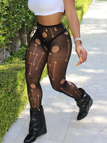 Women's Sheer Tight Patterned Fishnet Stockings Black Mesh Leggings Sexy And Fashion In Cocktail Party2