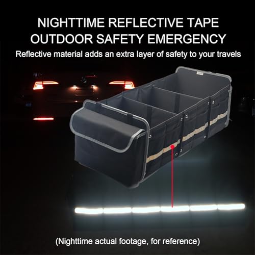 RATSTONE Organizador De Maletero De Coche y SUV,Organizador De Coche Para Almacenamiento,Caja Plegable Con 5 Compartimentos,Cinchas Ajustables - Tapa Extraíble (Negro) - imagen 5