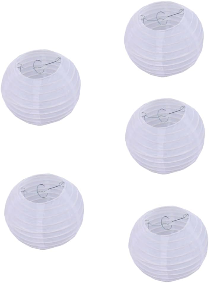 5pcs White Paper Lanterns Decorative Round Hanging Lanterns for Wedding Party Decorations,Birthday,Festival, Home Decor (12 inch)