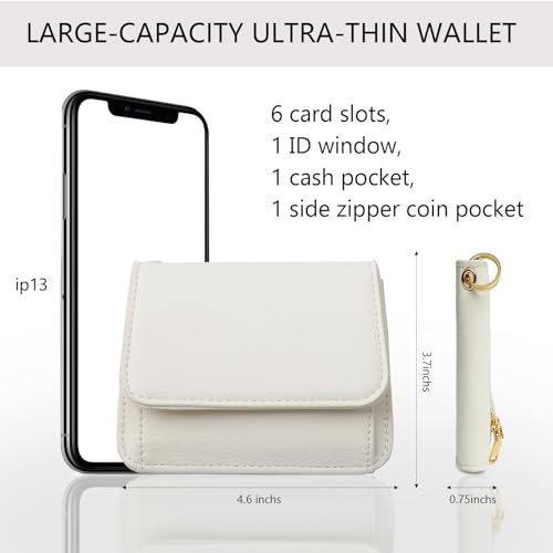 Image of Keychain Wallet for Women,RFID Wristlet Wallet with Beaded Strap | Tri-Fold Design,6 Card Slots,ID Window,Zipper Coin Pocket,Lightweight Carry