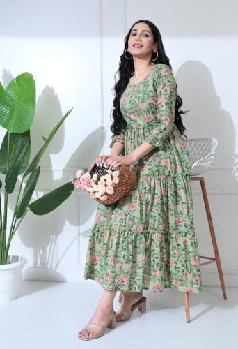 Image of Amazon Brand - Tavasya Women Long Maternity Kurta | Feeding Kurti | Comfort Maxi Dress