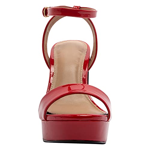 SOBEYO Women's Platform Sandals Ankle Strap Chunky Block High Heels Open Toe Shoes3