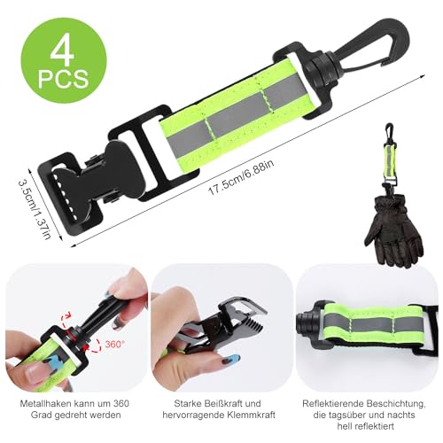 Glove Holder 4 Pieces Glove Holder Belt Glove Clip with Metal Carabiners Fire Brigade Glove Holder Glove Clip Fire Brigade for Hanging Gloves Towels Protective Helmets (Green) - Image 2