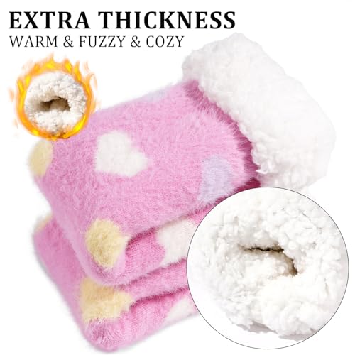 Image of Abodhu Warm Slipper Socks for Women - Fuzzy, Thick, Cozy Sherpa Lined Socks with Non-Slip Bottoms