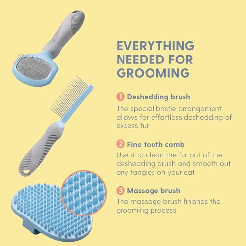 Image of The Cat Ladies Cat Grooming Kit - 5 Piece Brushes Kit - with Comb and Matted Fur Undercoat Deshedding Cat Hair Brush for Long Haired Cats or Short Haired Kittens or Bunny Rabbits