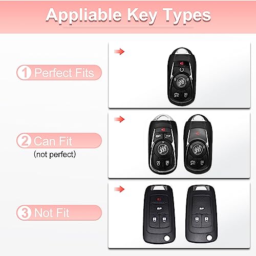 Image of Pangpai Pink Key Fob Cover for Buick, Soft TPU Key Case Protection with Bling Keychain Fit for Buick Encore Enclave Lacrosse Envision Verano Regal GL8 5 Buttons Smart Key