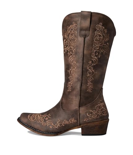 Image of Roper Women's Riley Scroll Western Boot - 12 inch Shaft - Vintage Boots, Snip Toe Boots, Flexible TPR Outsole & Padded Insole