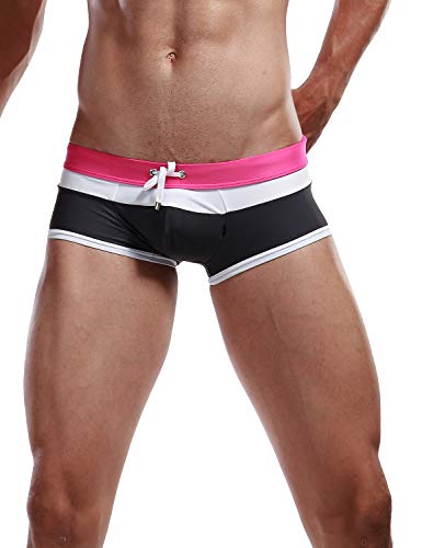 SEOBEAN Mens Low Rise Sexy Swimwear Boxer Brief Trunks 2209 (M(28-30